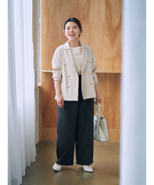 パンツ ドロストリネンライクワイドパンツ「低身長・小柄女性