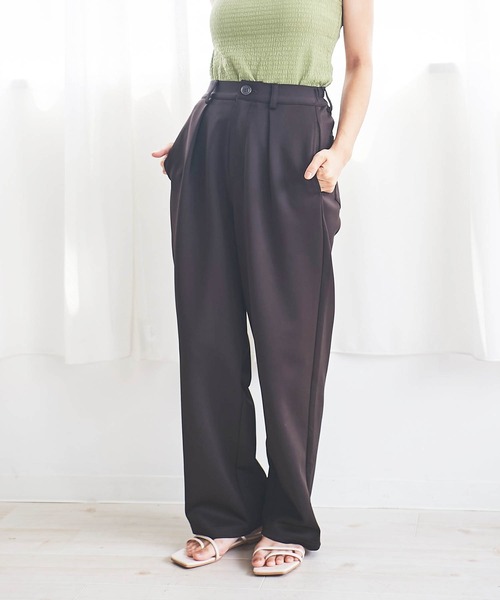 ヘムカットRIBストレートパンツ ブラックMサイズ ヘムカットRIBストレートパンツ
