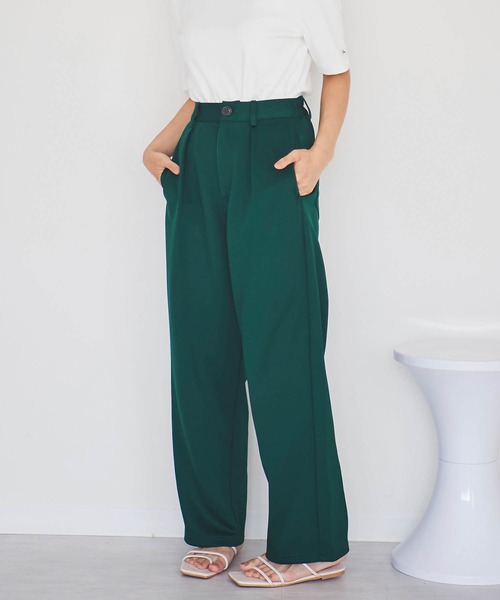 kolor カラー　ストレートパンツ　グリーン　新品未使用 プリーツパンツコーデ プリーツパンツ セルフカット レディース