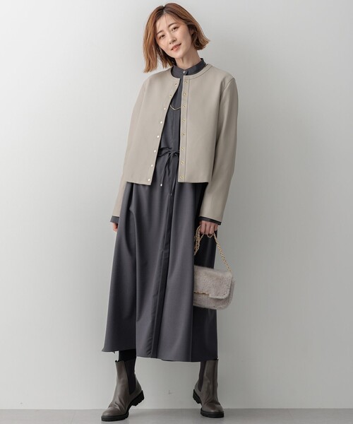 23区 ジャケット ノーカラージャケット ラムレザー レディース