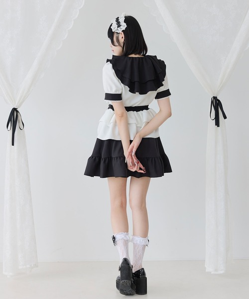 Dear My Love フリルセーラーブラウス バックル付きスカート サックス 楽天市場】ハートリボンたっぷりフリルセーラーブラウス