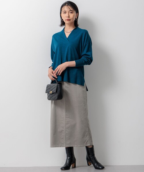 23区 デニム DENIM ベルベット ストレッチ Aライン スカート 23区 スカート 「洗える」23区DENIM ベルベットストレッチ A