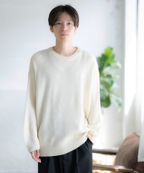 improves セーター ニット 無地＆総柄 モヘアタッチ クルー