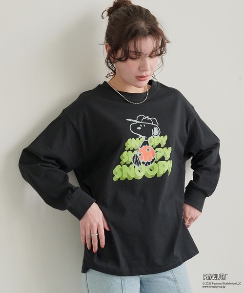 レディース長袖TシャツSNOOPY(PEANUTS)コラボ PEANUTS tシャツ 「PEANUTS/ピーナッツ」スヌーピー/SNOOPY スリーブ