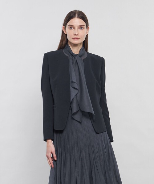 スカート、ノーカラージャケット 近年モデル エグゼクティブ M ブラック 191 EPOCA（エポカ） ジャケット ノーカラージャケット コンパクトダブル