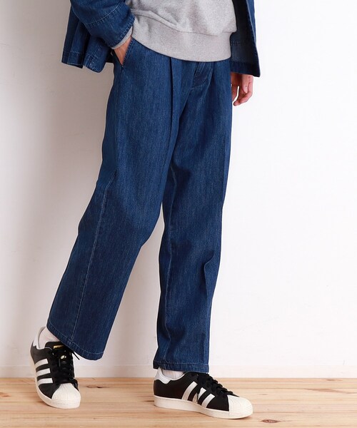 THE SHOP TK ワイドパンツ パンツ 綿麻デニムワイドイージーパンツ