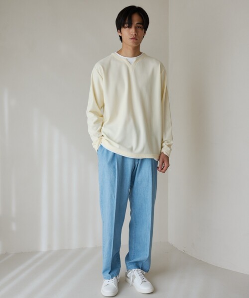 THE SHOP TK ワイドパンツ パンツ 綿麻デニムワイドイージーパンツ