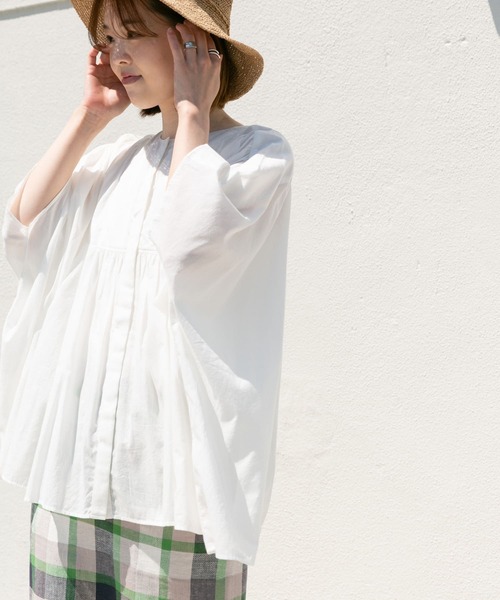 「URBAN RESEARCH DOORS」 半袖ブラウス MEDIUM ネイビー レディース URBAN RESEARCH DOORS 「URBAN DOORS」 半袖ブラウス MEDIUM