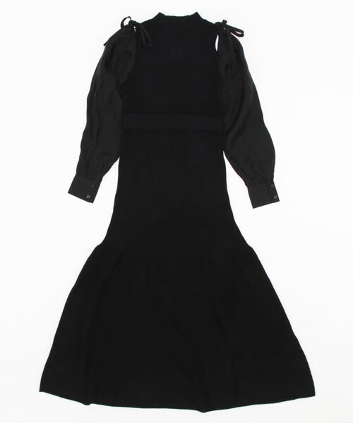 新品未使用タグ付き自宅保管セレクトショップ購入袖シフォンパフ袖ロング黒ワンピース dazzlin（ダズリン） 長袖ワンピース FREE ブラック レディース