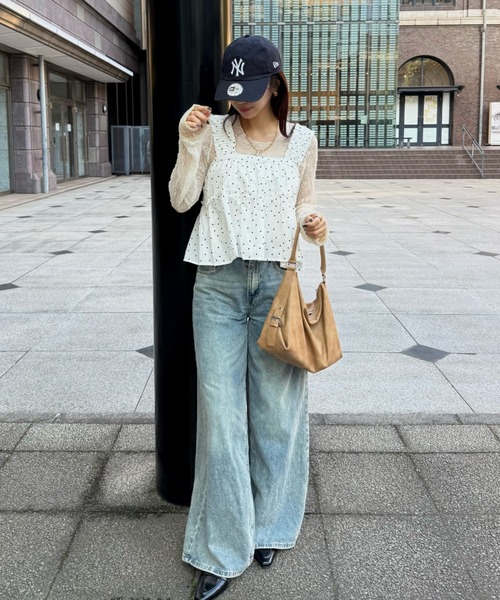 ANDMARY ワンショルキャミソール theredthread Tシャツ 2点 Ada. キャミソール ギャザーショルダー ノースリーブ ドット トップス