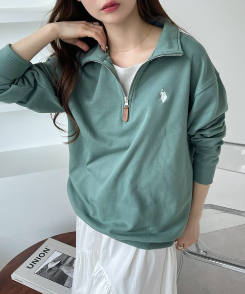 [U.S. POLO ASSN.] тренировочный cut and sewn L черный женский 