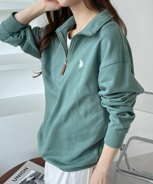 [U.S. POLO ASSN.] тренировочный cut and sewn L черный женский 