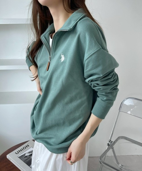 [U.S. POLO ASSN.] тренировочный cut and sewn L черный женский 