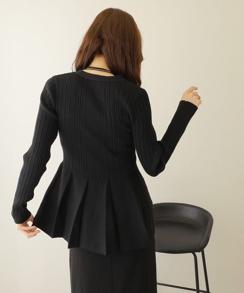 カーディガン v neck peplum cardigan /Vネック フレア ペプラム リブ