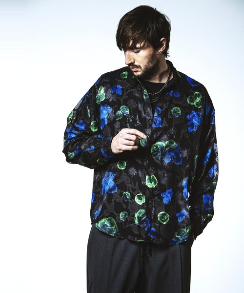 NO ID.（ノーアイディー） tシャツ 「NO ID.」Sheer Flower Big Shirt