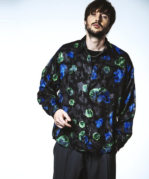 NO ID.（ノーアイディー） tシャツ 「NO ID.」Sheer Flower Big Shirt