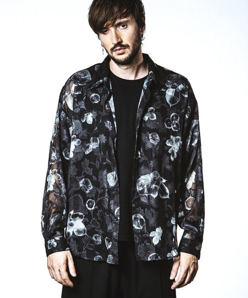 NO ID.（ノーアイディー） tシャツ 「NO ID.」Sheer Flower Big Shirt