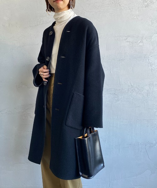 「LE GLAZIK」 ノーカラーコート 36 ベージュ レディース_画像2