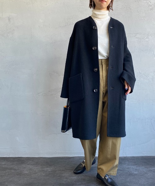 「LE GLAZIK」 ノーカラーコート 36 ベージュ レディース_画像3