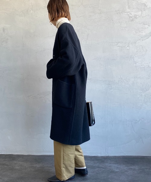 「LE GLAZIK」 ノーカラーコート 36 ベージュ レディース_画像4