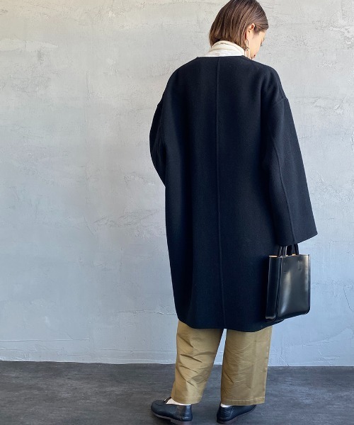 「LE GLAZIK」 ノーカラーコート 36 ベージュ レディース_画像5