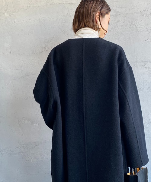 「LE GLAZIK」 ノーカラーコート 36 ベージュ レディース_画像6