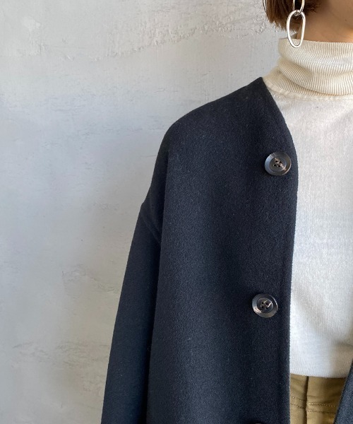 「LE GLAZIK」 ノーカラーコート 36 ベージュ レディース_画像7