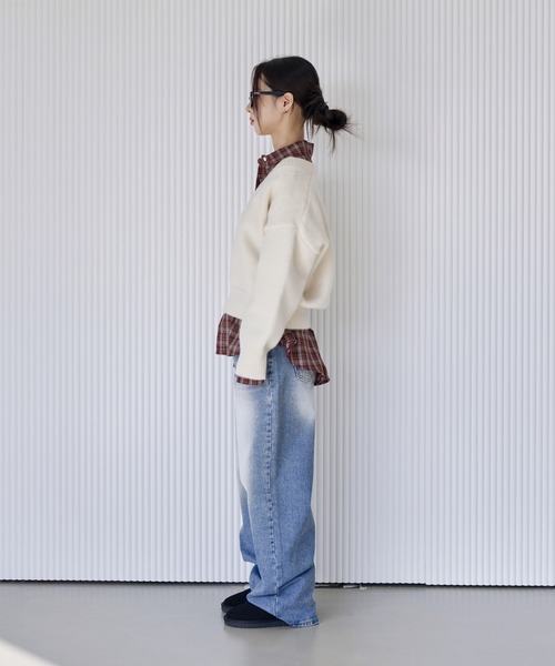 「UNE MANSION」 Vネックニット FREE アイボリー レディース_画像3