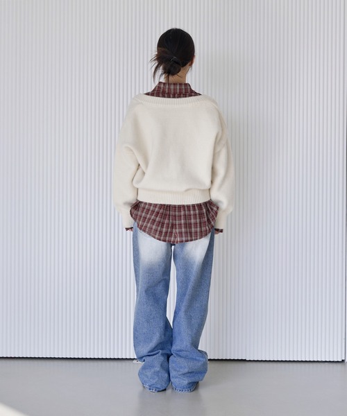 「UNE MANSION」 Vネックニット FREE アイボリー レディース_画像4