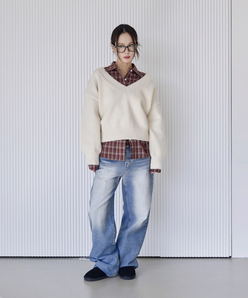 「UNE MANSION」 Vネックニット FREE アイボリー レディース_画像5