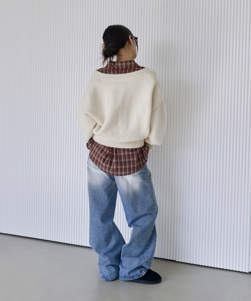「UNE MANSION」 Vネックニット FREE アイボリー レディース_画像8