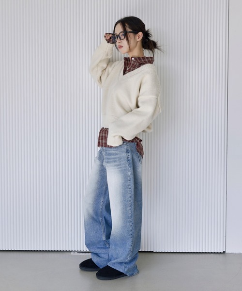 「UNE MANSION」 Vネックニット FREE アイボリー レディース_画像9