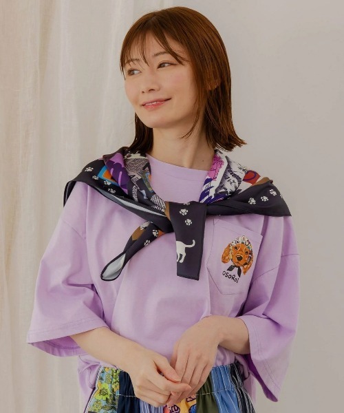 tシャツ ScoLar/スカラー　スカーフ付 ポケットTEE レディース