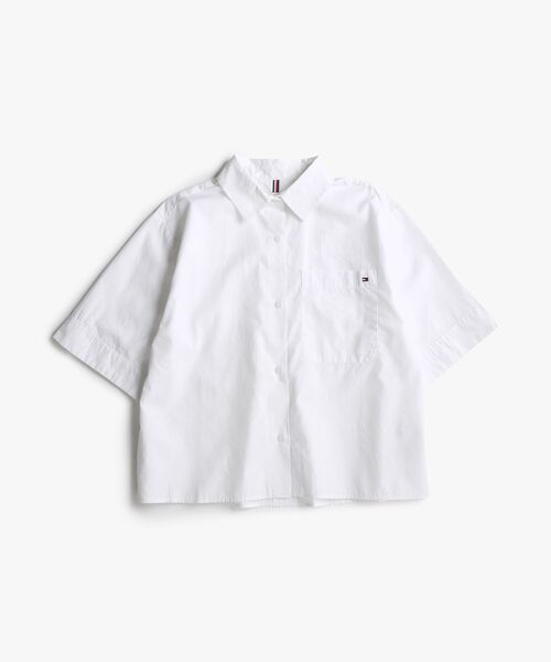 TOMMY JEANS ブラウス シャツ ポプリンボクシーショートスリーブ