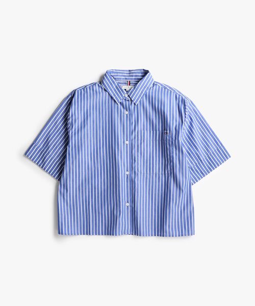 ブラウス シャツ ポプリンダブルワッシャーPO風シャツ レディース TOMMY JEANS ブラウス シャツ ポプリンボクシーショートスリーブ