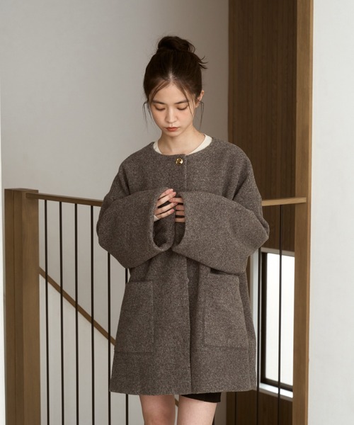 moi tytto ノーカラーコート moi tytto（モイテュット） ノーカラーコート コート ノーカラーボア