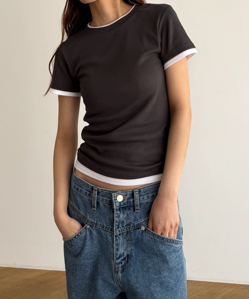 tシャツ El mar　レイヤードTシャツ レディース