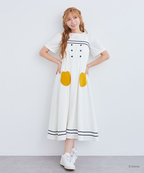 ディズニー　ロゴ　マリン　ワンピ　dress shop Mサイズ　ドナルド ドナルド/マリンキャミワンピース（ワンピース）｜Disney