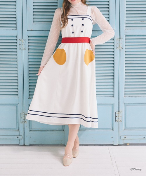 ディズニー　ロゴ　マリン　ワンピ　dress shop Mサイズ　ドナルド Disney ワンピース ドナルド/マリンキャミワンピース : ZOZOTOWN