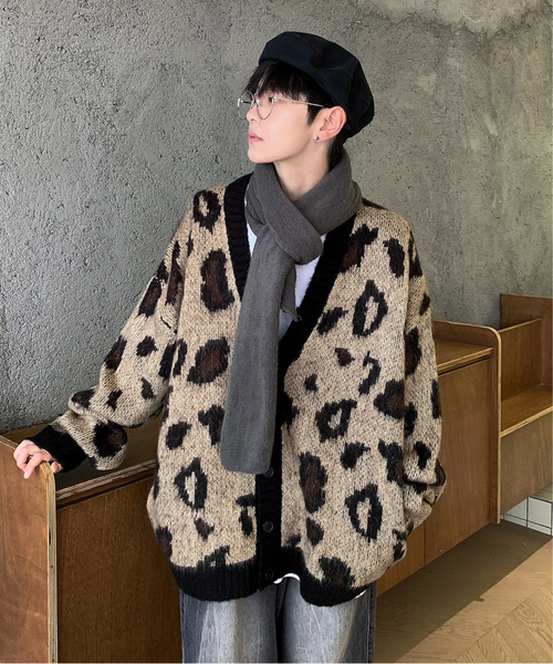 「neos」 「Bling Leads」ニットカーディガン LARGE ライトグレー メンズ_画像2