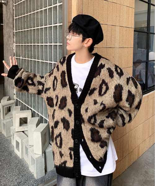 「neos」 「Bling Leads」ニットカーディガン LARGE ライトグレー メンズ_画像4