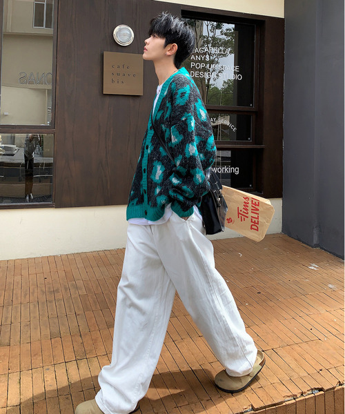 「neos」 「Bling Leads」ニットカーディガン LARGE ライトグレー メンズ_画像8