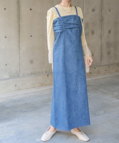 BAB（バブ） ワンピース 「S・Mサイズ展開」デニムギャザーキャミ