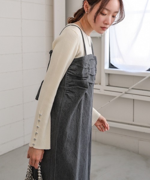 BAB（バブ） ワンピース 「S・Mサイズ展開」デニムギャザーキャミ
