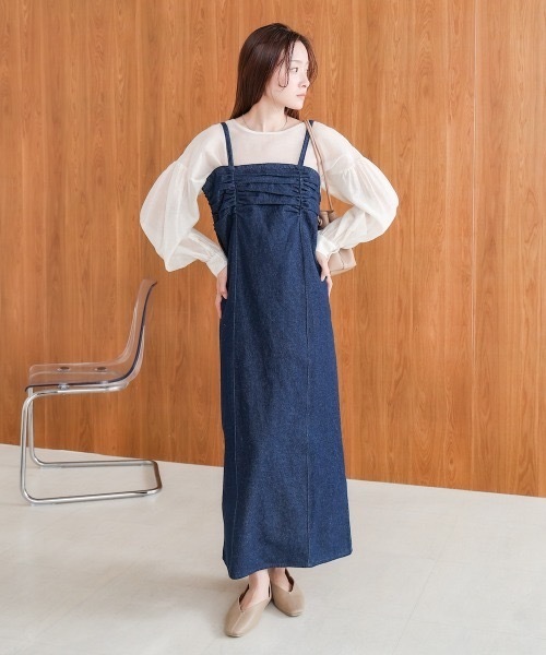BAB（バブ） ワンピース 「S・Mサイズ展開」デニムギャザーキャミ