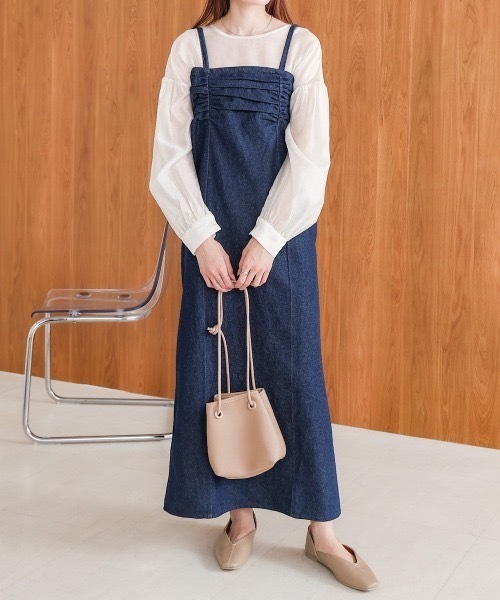 BAB（バブ） ワンピース 「S・Mサイズ展開」デニムギャザーキャミ