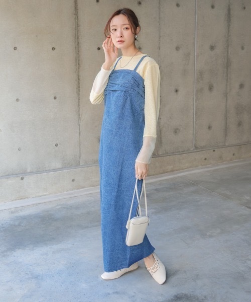 BAB（バブ） ワンピース 「S・Mサイズ展開」デニムギャザーキャミ