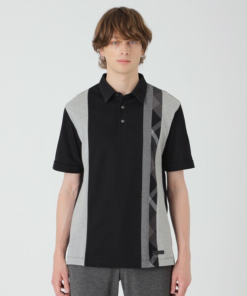 BLACK LABEL CRESTBRIDGE ポロシャツ ストライプパッチワーク