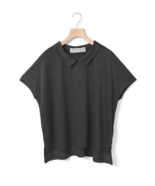 MidiUmi tシャツ 襟付きリネンプルオーバー レディース
