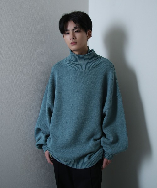 美品 ウェルノード 上質 ブルーフォックス ふわふわ ハイネック 長袖ニット walenode ウェルノード Blue fox wool Chusen dyeing sewter ブルー